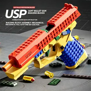 SIG17/USP Building Block Toy Gun Shell Throwing Continuous Firing Airsoft Blowback Empty Hanging Toy Pistol for Outdoor CS Game