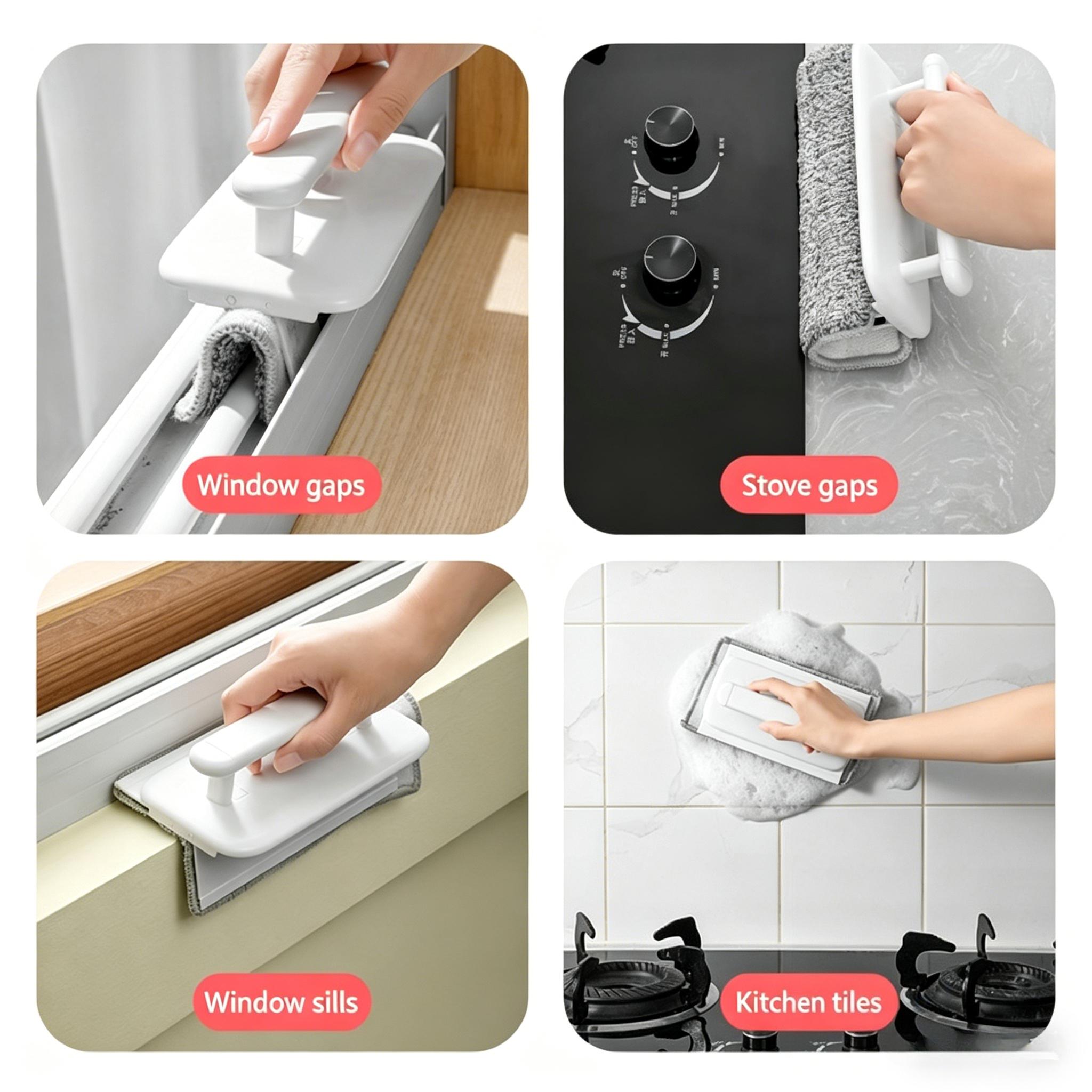 Detachable Window Groove Gap Cleaning Brush, Window Track Sill Cleaner with Wiper, Dead Corner Scrubber for Doors & Windows Household Cleaning Tool