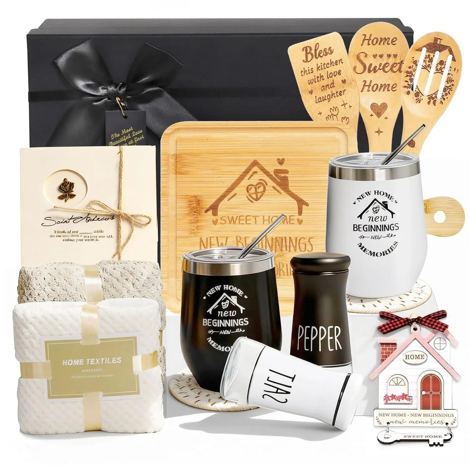 14 Pcs House Warming Gifts Basket, New Home Gift Ideas for First Homeowner Couple Women, Closing Gifts for Home Buyers, Realtor Gift for Clients