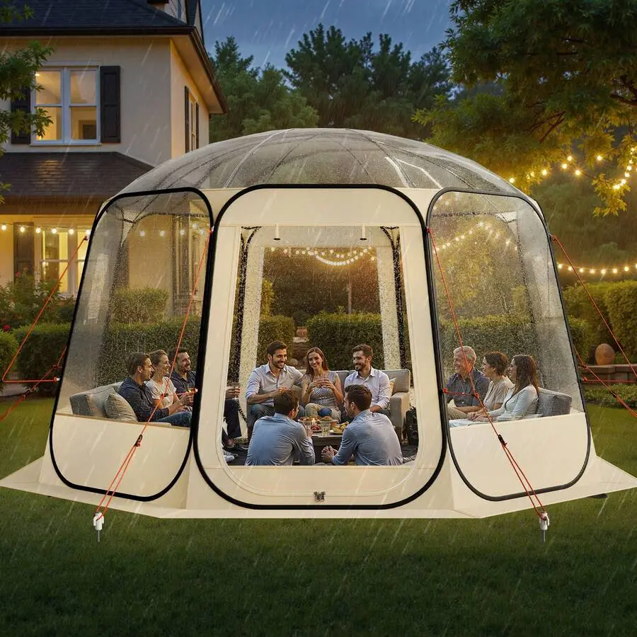 Pop Up Bubble Tent, 12 X 11.1 Ft Waterproof & UV-Resistant, Clear Camping Tent Shelter, Outdoor Garden Dome Tents With Windows, 540° Panoramic View, For 10-12 Persons Patio Backyard