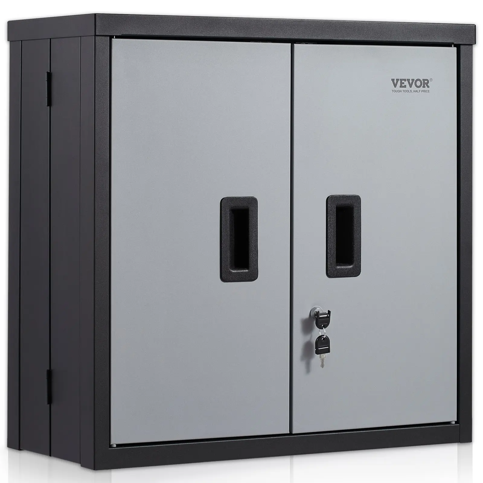 【DealsForYouDays】VEVOR Cold-Rolled Steel Wall Mount Tool Cabinet, Foldable 26" Small Garage Locker with 240 LBS Loading Capacity, Adjustable Shelf, Magnetic Locks for Home Office Warehouse Black