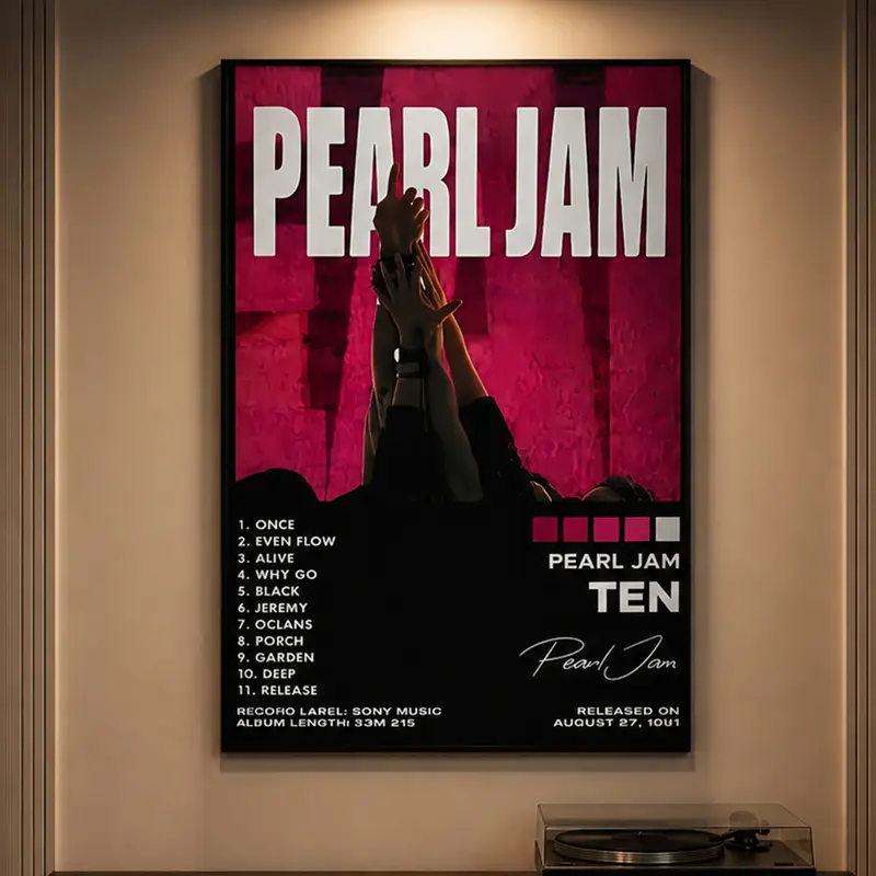 Pearl Jam 10 Album Cover Poster - Retro Grunge Rock Band Canvas Wall Print with Retro Vibe, Album Art, Multi-Size Home Decor Gift for Music Lovers, Music Room Decor