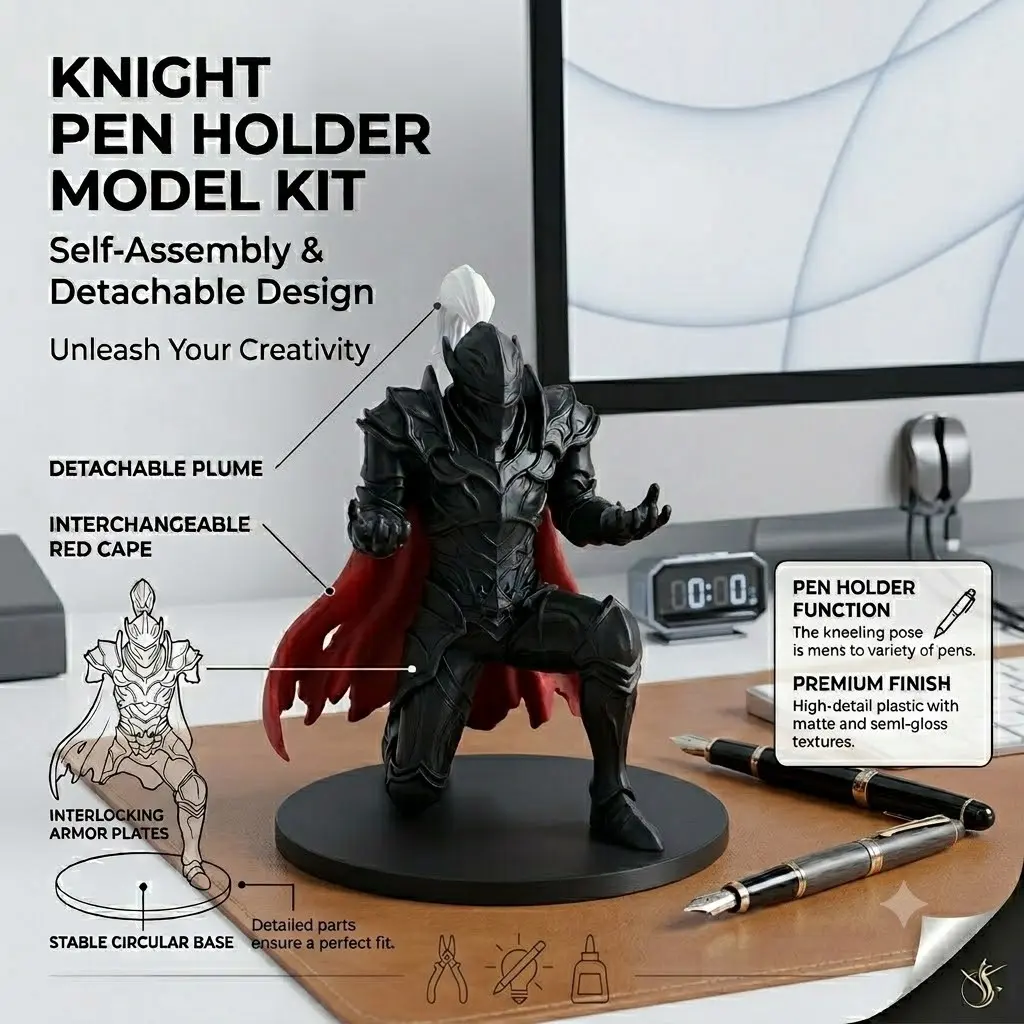 European Style /silver Knight Pen Holder, Creative Desktop Pen Organizer, Office Desk Accessories Decor, Student Table Accessory