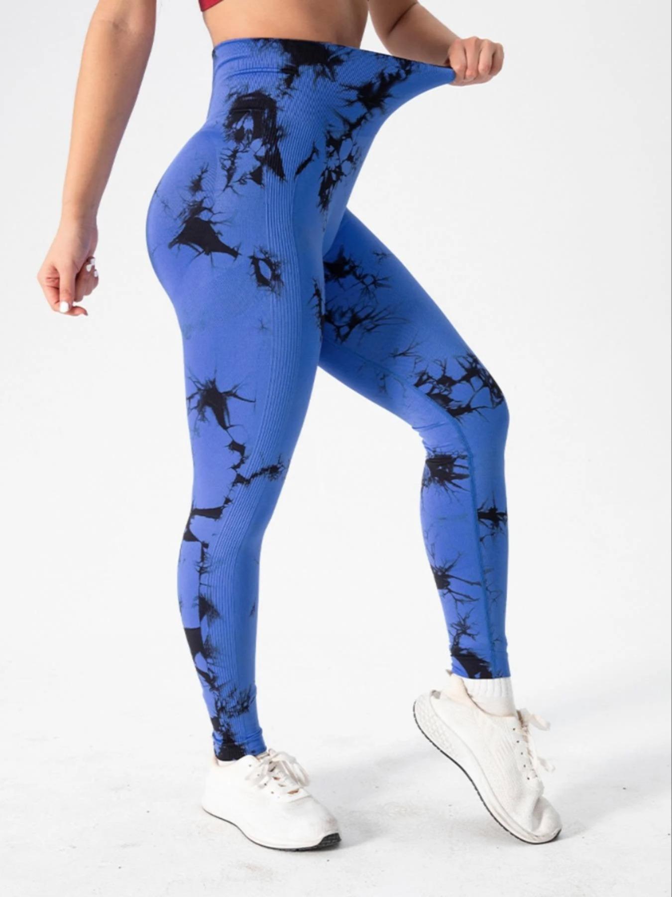 Women's High-Waisted Seamless Yoga Pants, Tie-Dye Sports Leggings, Elastic Hip-Lifting Gym Wear, Comfortable Fashion for All Seasons