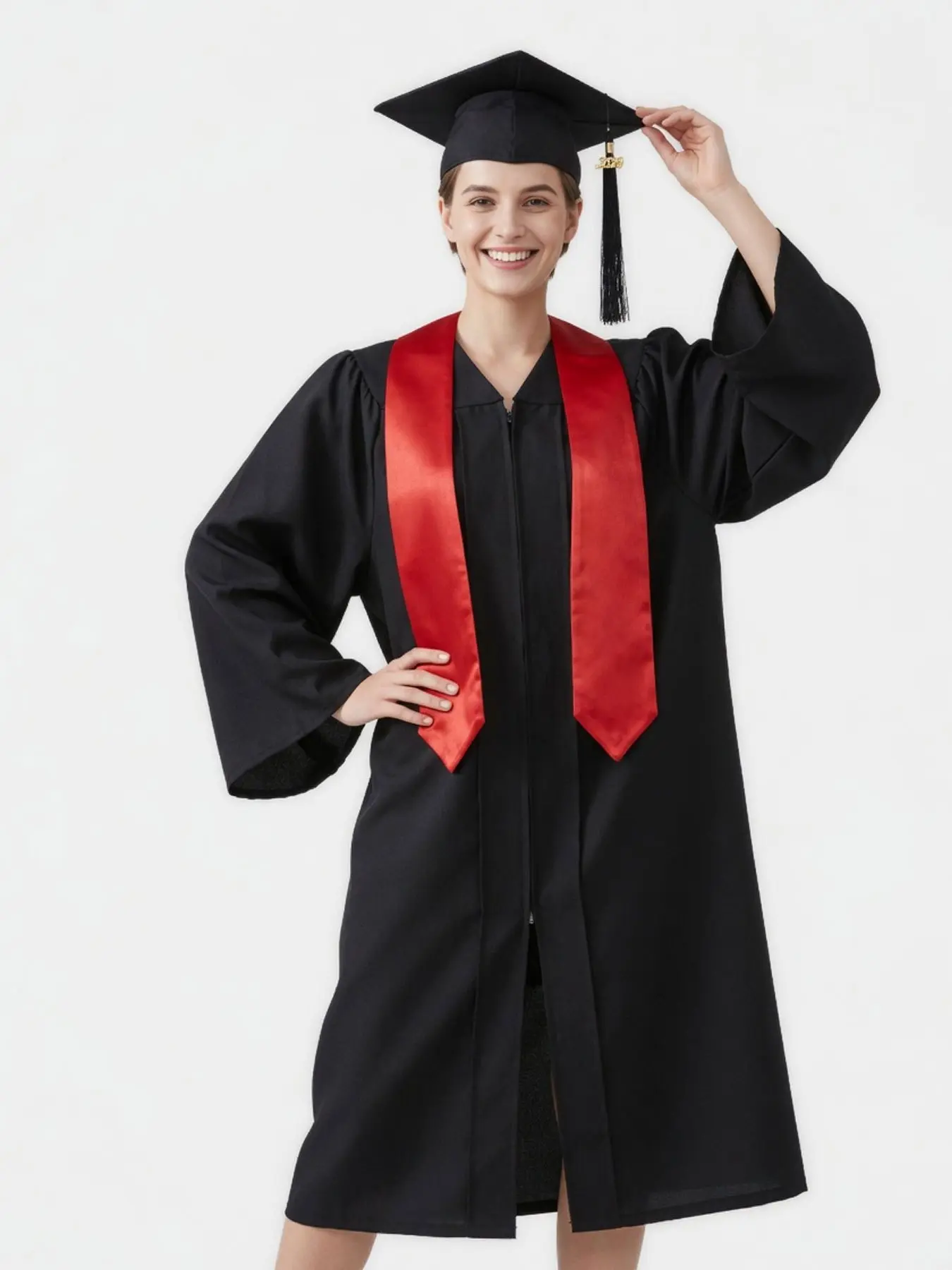 Premium Bachelor Master Graduation Robe Set Academic Gown with Flat Hood Ceremony Wear