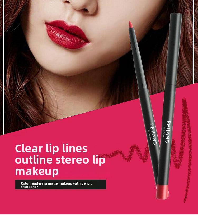 Overline Your Lips Like a Pro Flame-Shaped Automatic Lip Liner, Matte Red Bean Shade, Retractable, No Sharpening, Blurs & Fills, Kiss-Proof | #LipLiner