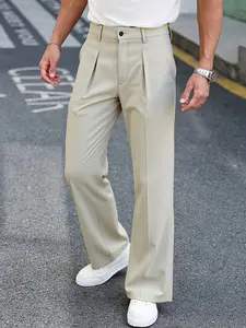 Men's Micro Flare Pants, Casual Flare Leg, Versatile Streetwear Essential, Casual Long Trousers, Lightweight Business Suit Piece, Perfect for Everyday Wear