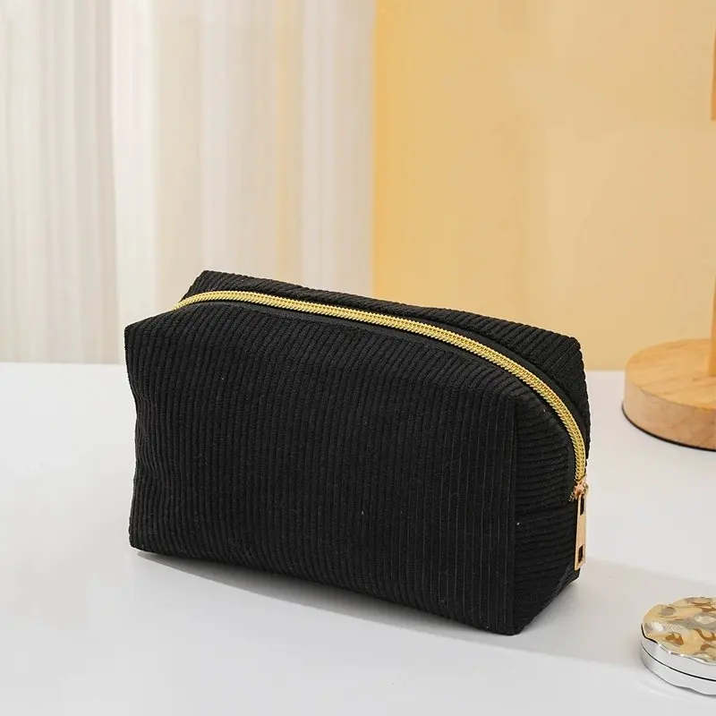 Large Capacity Corduroy Storage Bag, Multifunctional Portable Organizer, Pencil Case, Stationery Box, Travel Toiletry Bag, Makeup Pouch for Office School Use