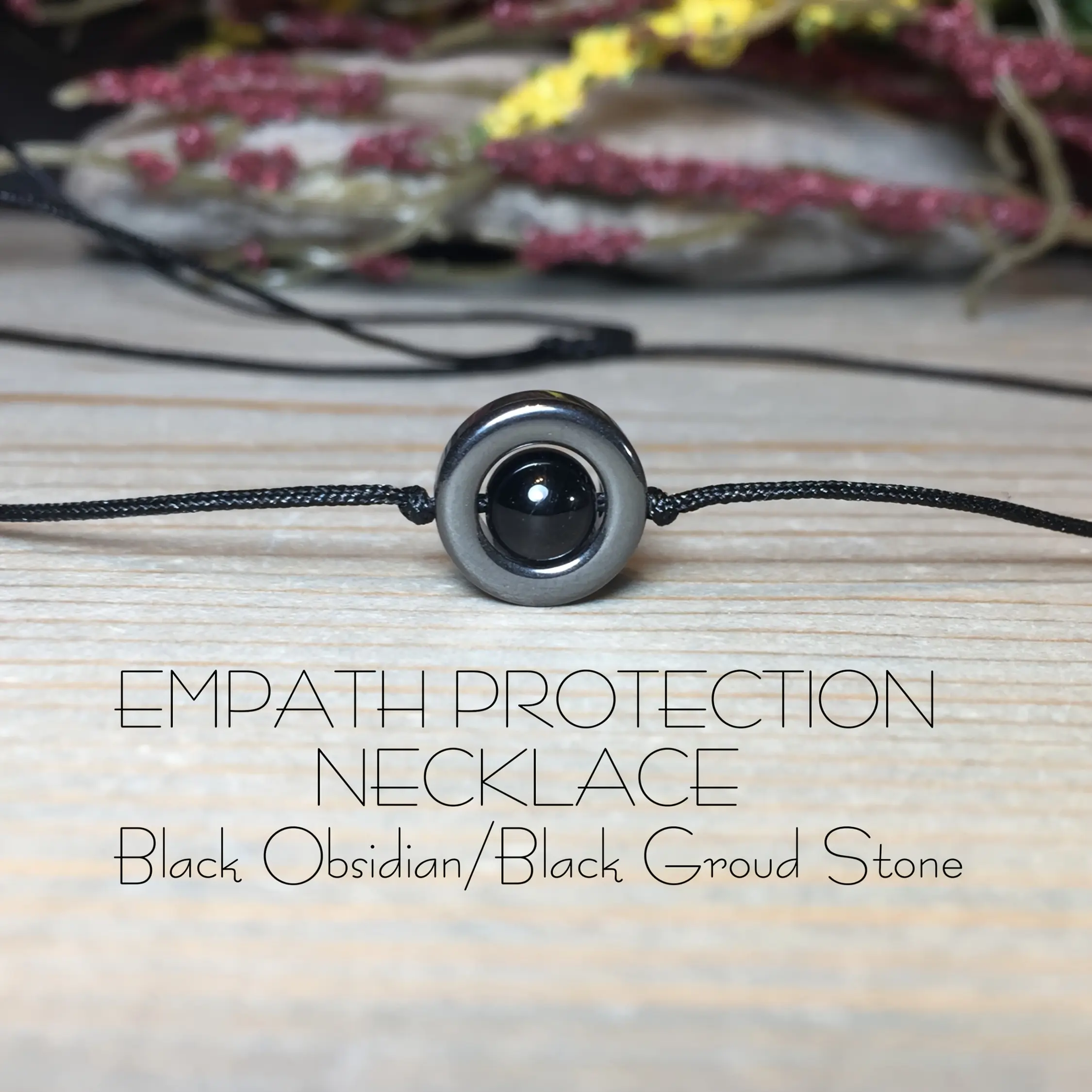 Adjustable Obsidian Bloodstone Necklace for Men & Women, Y2K Protection Jewelry with Black Cord, Minimalist Stone Pendant, Unisex Spiritual Necklace for Everyday Wear, Gifts & Layering