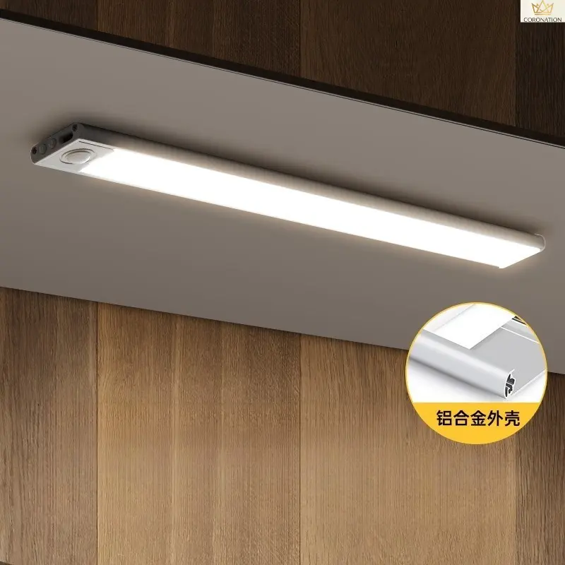Rechargeable LED Motion Sensor Light, Ultra Thin Magnetic Closet Light Bar with Auto On Off Sensor, Wireless Under Cabinet Lighting with Adhesive Strip, Energy Saving Touchless Night Light for Wardrobe, Kitchen Cabinet, Pantry, Drawer and Wine Cabinet
