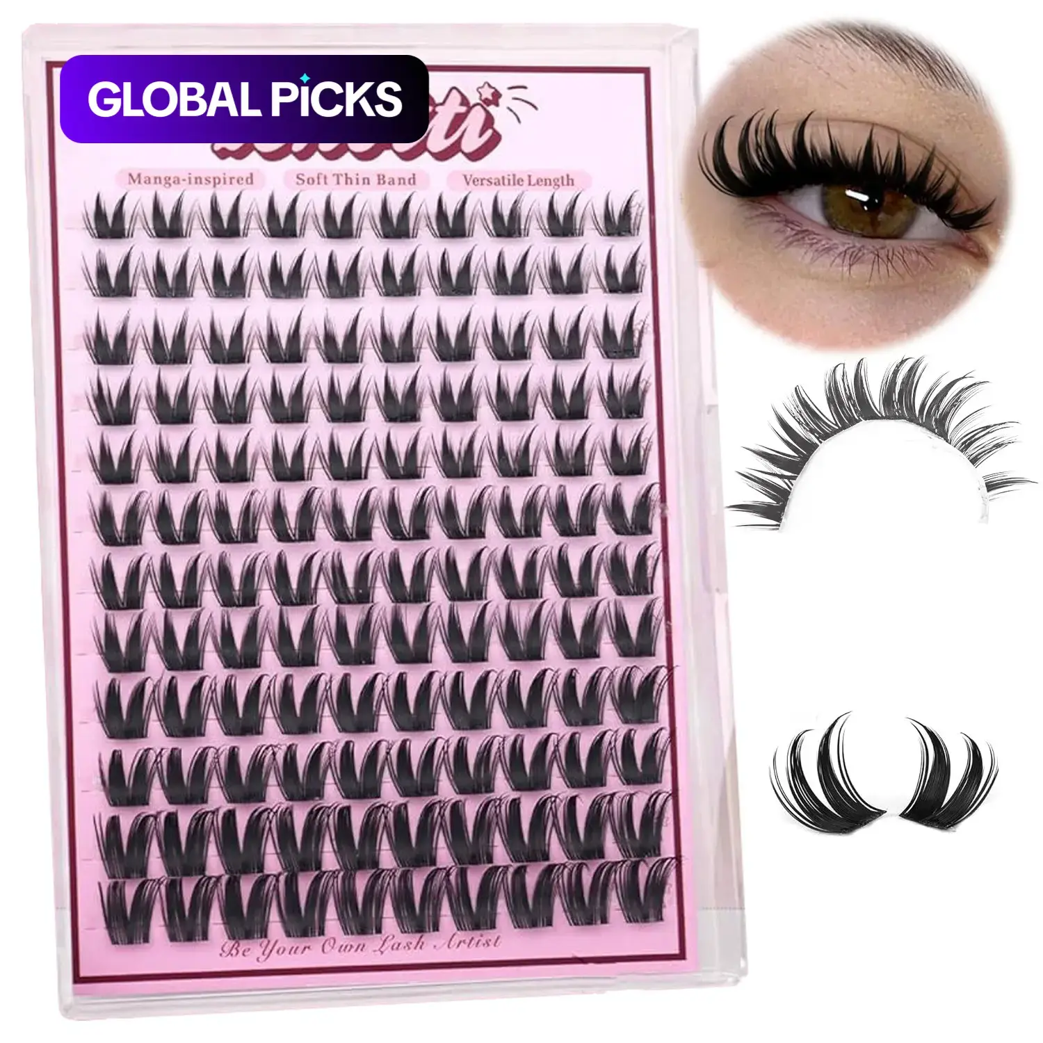 Rabbit Eyelash Cluster Series, Manga Lash Extension, Cartoon Style Fine Faux Mink Lash Extension, Anime Fairy Single Root Design, Wet Look Effect, Fluffy DIY False Eyelashes, Fake Lashes, Volume Eyelash Clusters #GLOBAL PICKS
