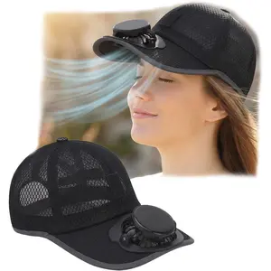 Solar Rechargeable Peak Cap with 3-Speed Quiet Fan, USB Powered Solar Fan Cap, Breathable Mesh Cooling Hat