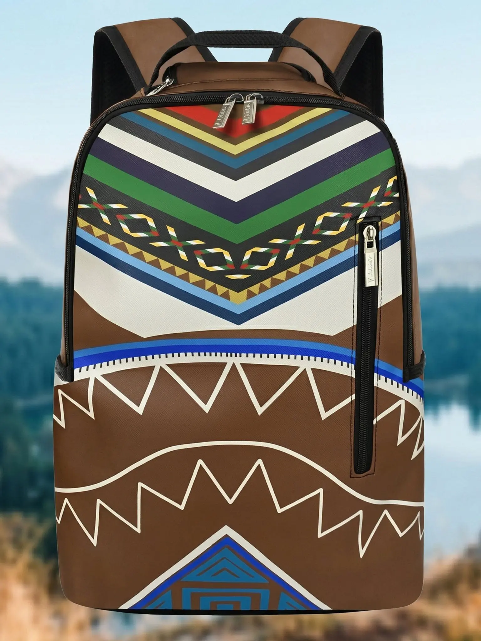 American Vintage Tribal Style Backpack, Multi-Layer Durable Book Bag, Unisex Outdoor Travel Backpack, Perfect for Men and Women