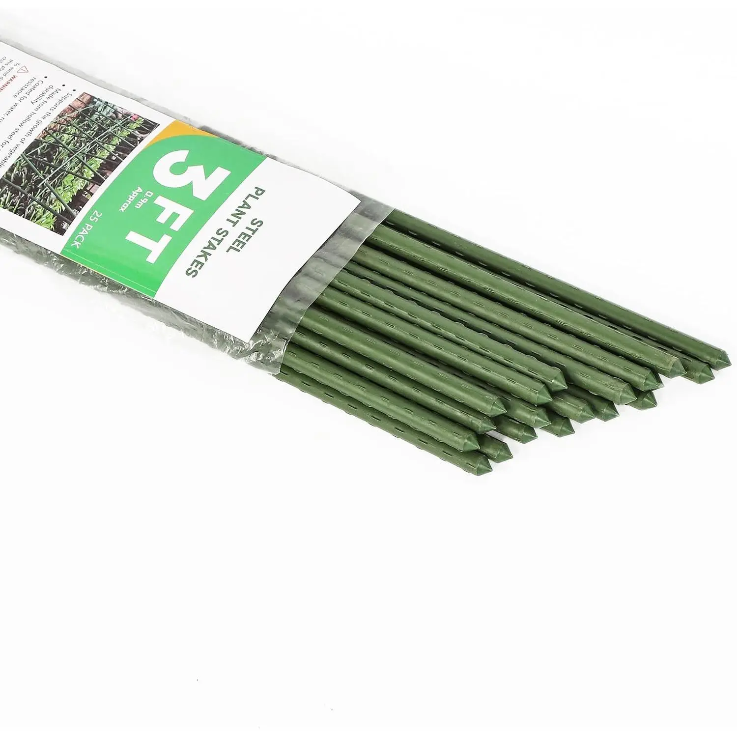3ft Garden Stakes, Plastic Coated Steel  Stakes for Climbing  25 count