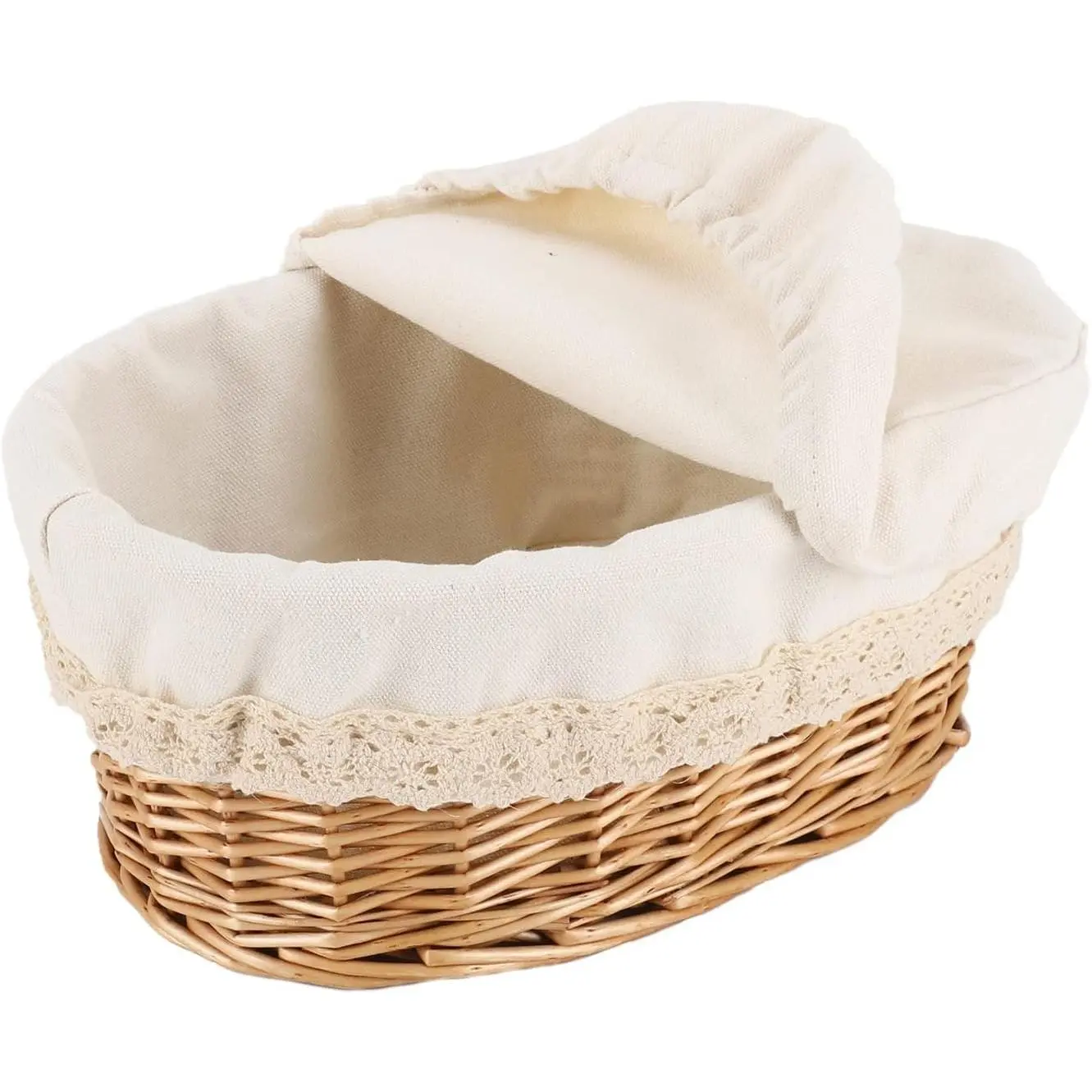 Classic Rustic Wicker Weave Round Bread Basket - Reusable Sourdough Proofing Basket with Removable Liner, Washable Cover
