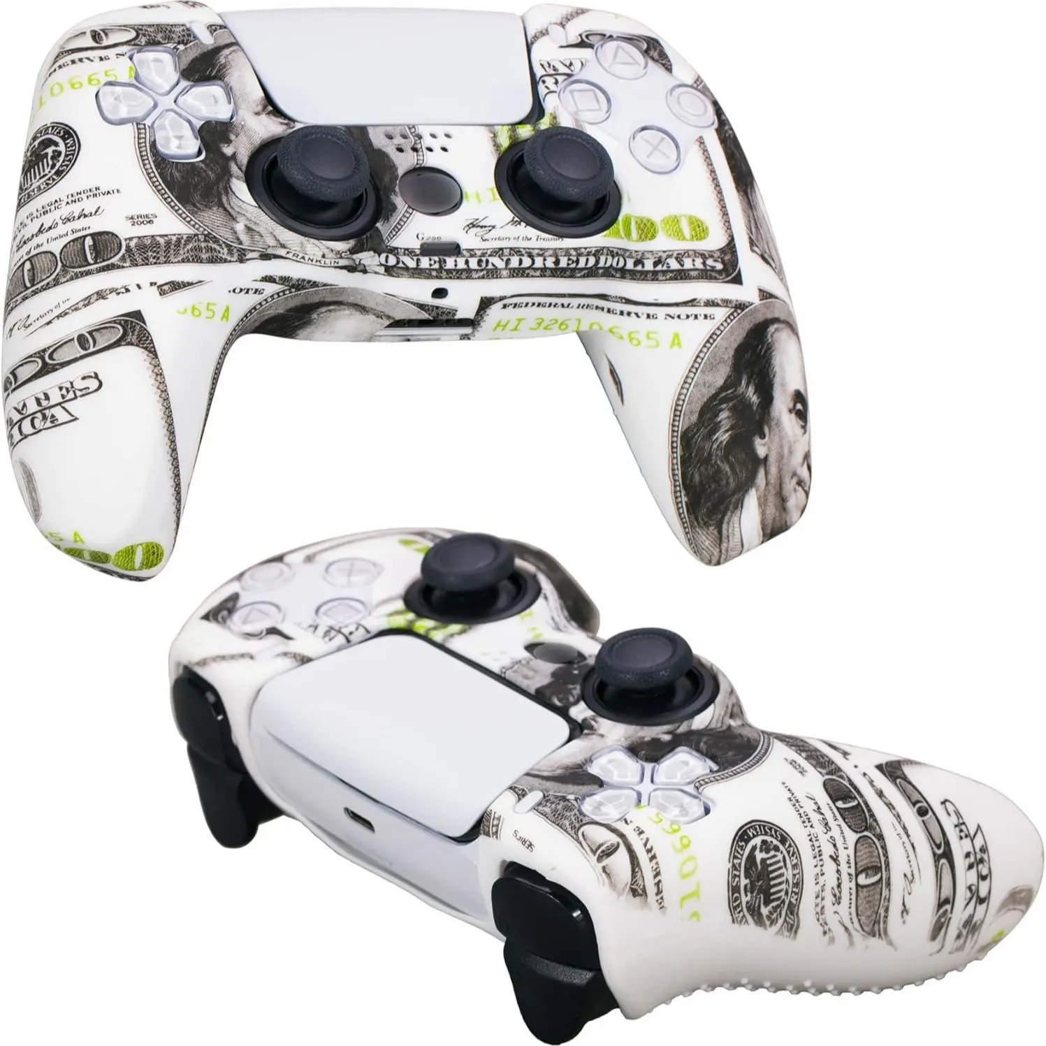 PS5 Controller Skin - Cash Money Design, Scratch-Resistant, Durable Protective Cover, and Joystick Caps for PS5 Gamers, father's day gift Silicone controller for ps5 Accessories