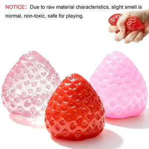3Pcs Big Taba Squishies Strawberry, Cute Strawberry Squeeze Toys, Upgrade Fruit Squishies, Kawaii Sticky Stress Toy, Clear Fidget Toys, Valentines Gift for Kids, Teen Boys Girls Birthday Gift Ideas