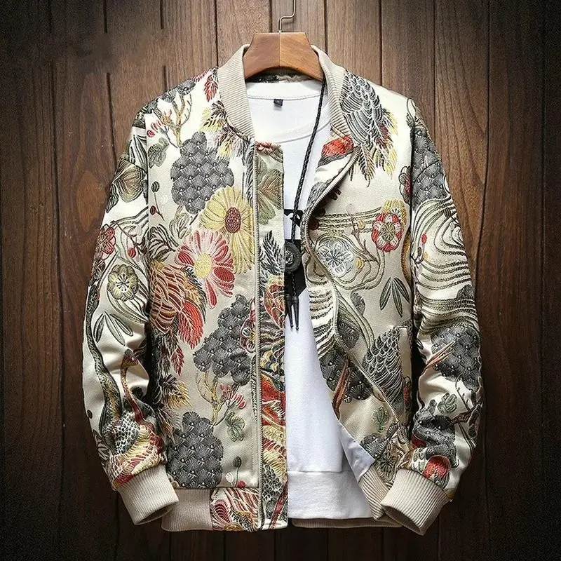 JapaneseEmbroideredJacketMen2025SpingNewHipHopStreetwearBomberJacketMen'sClothesVesteHomme Menswear Coats