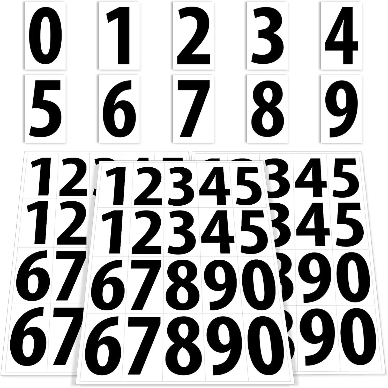 200 count Number Stickers, 3" x 1.5"  Mailbox Number Label, Consecutive Numbers 0-9, Self-Adhesive and -Free, Ideal for Mailboxes, Storage Boxes, Organizers, Cabinets and