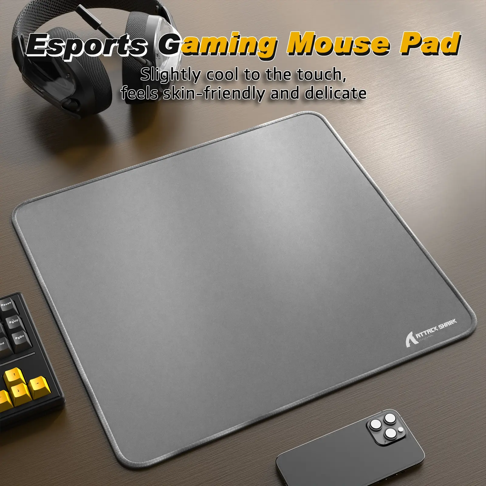 Ttack Shark Cm02 Gaming Mouse Pad for Esports, Large Waterproof Mouse Mat, Anti-Slip Rubber Base, 17.72” X 15.75”, Laminate Material