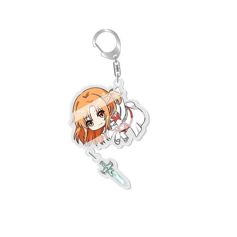 Sword Art Online Kirito Anime Keychain Yuuki Asuna Bag Tag Accessories  Asada Shino Plastic Cartoon Keyring