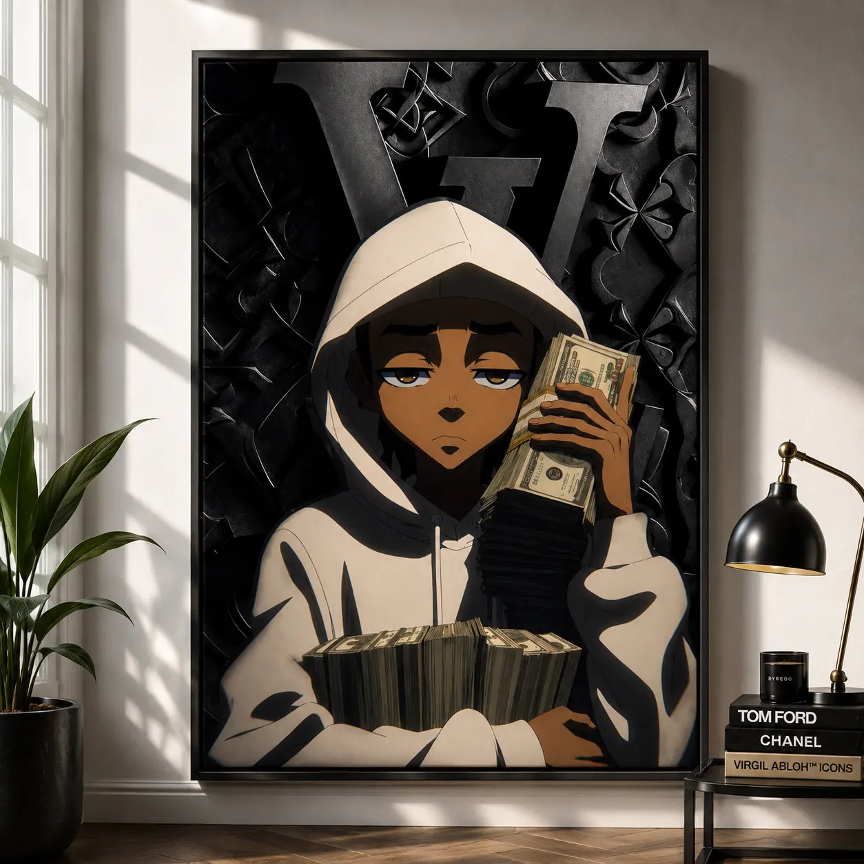 Riley Freeman's Money-Themed "A Stack of Cash" Canvas Wall Art - Artistic Minimalist Artwork, Masculine Home Decor Decoration Items, Money Wall Art, Hustle Poster, Hip Hop Room Decor, Man Cave Decor, Boys Room Decor, Canvas Prints, Urban Wall Decor