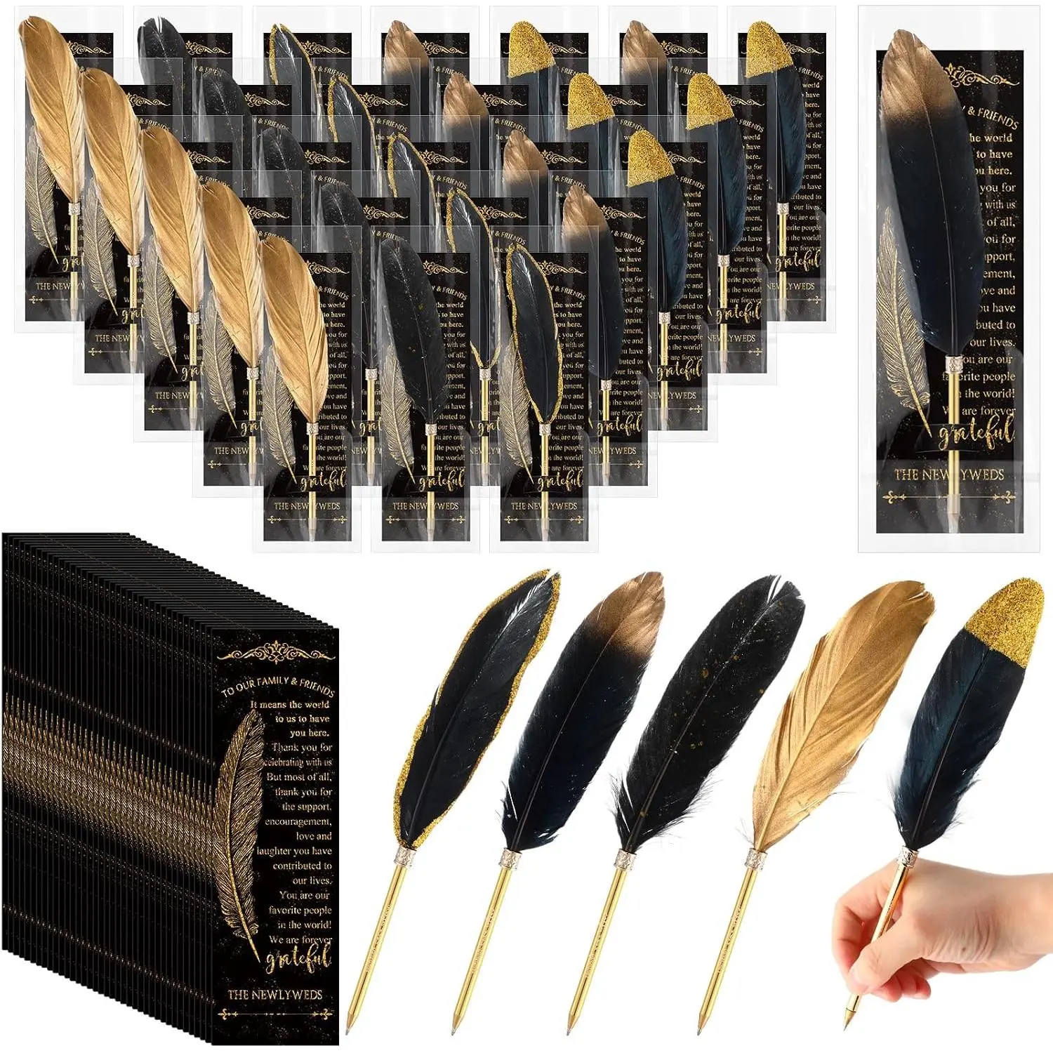 25 Sets  Pen Wedding Favors Bulk bridal Shower Quill Ballpoint Pens   Bridal Shower Favors with Thank You Tags Wedding Gifts Souvenirs for Guest Signature(Elegant)