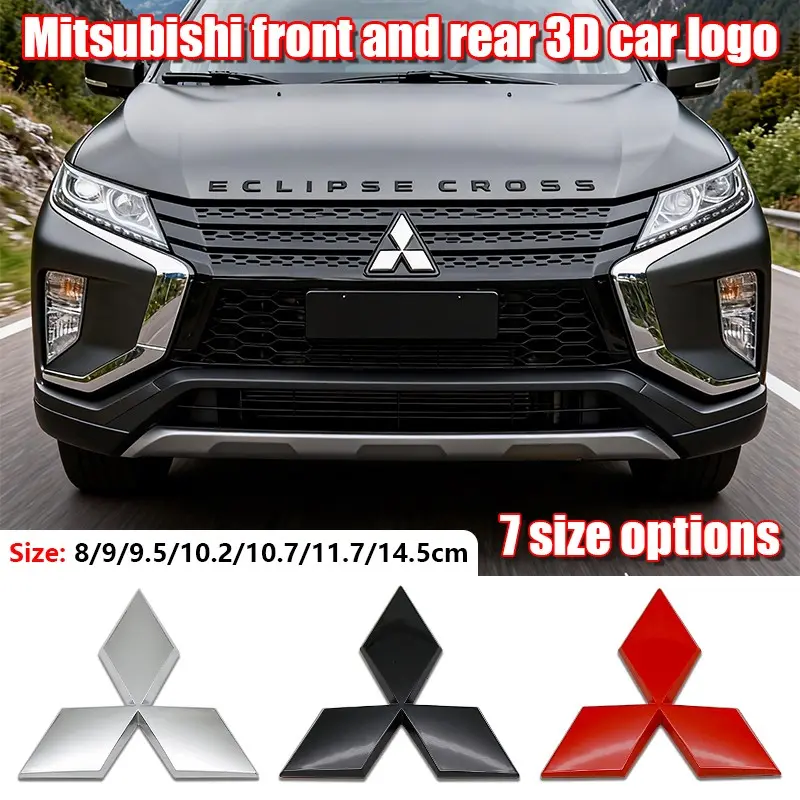 Mitsubishi Car Front & Rear Emblem, Scratch-Resistant Durable Hood Badge Replacement, Fits Outlander Eclipse Pajero Models, Exterior Modification Parts
