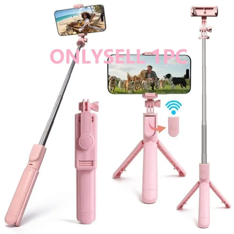 Adjustable Phone Selfie Stick with Wireless Remote & 360° Rotating Tripod, Portable, Compact Selfie Stand, Travel Selfie Stick, Compatible with iPhone, Samsung, Android, Bluetooth-compatible Control