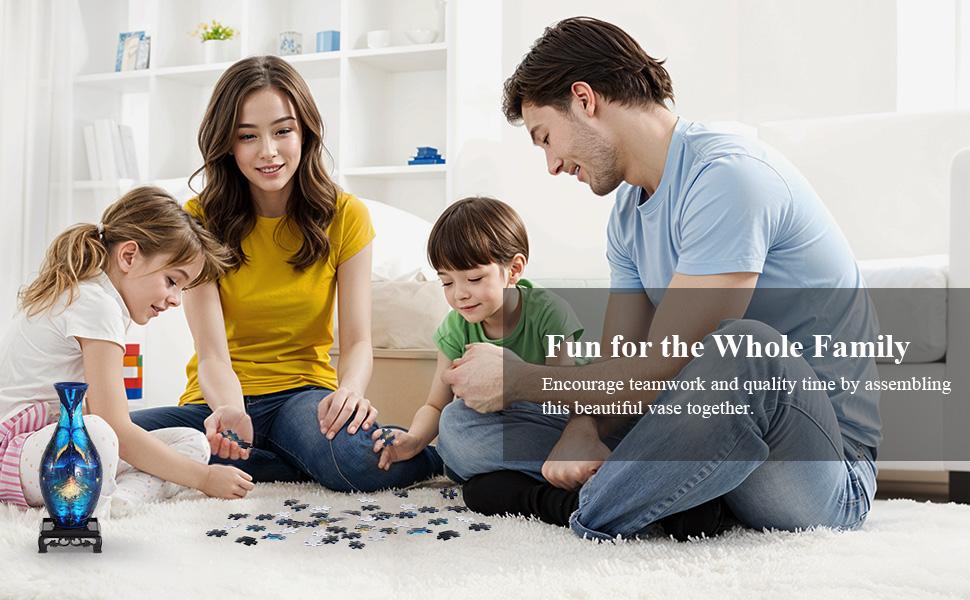 wowsome 3D Puzzle Vase for Adults,Puzzle Planter Pot for Women,3D Art Jar Puzzles for House Flowers Arrangements and Home Decoration (Roses and Butterflies)