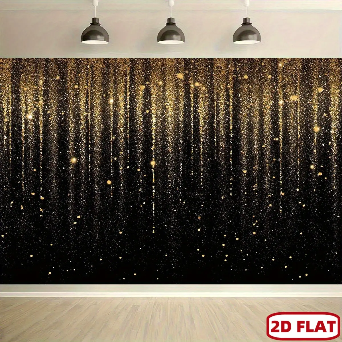 Golden Glitter Curtain Backdrop Banner - Lightweight Vintage Geometric Shimmering Polyester Wall Decoration, Home Decor Tapestry for Birthday Party, Wedding Ceremony (Ideal Gift for Photo Booth Setup)