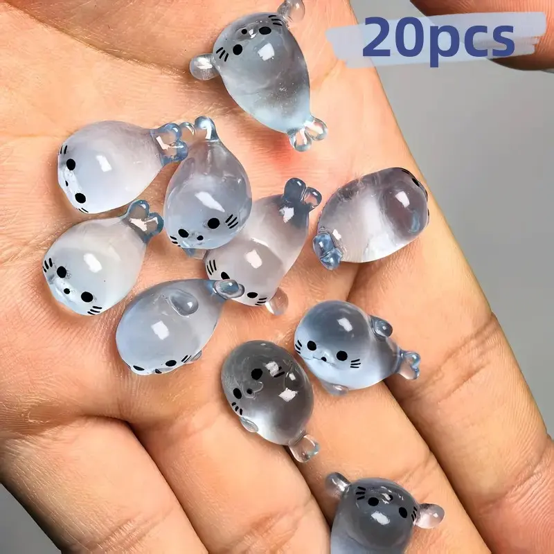 Mini Glowing Seal Resin Decoration, Animal Decorations, Creative Desktop Home Decor, Cute Cartoon Animal Model, Miniature Ocean Animal DIY Micro Landscape, Perfect Gift, Collectible Figure, Resin Animal Sculpture