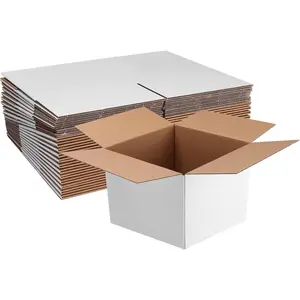 25 Pack 8X8X6 White Corrugated Cardboard Mailing Shipping Boxes, Ideal for Business Packaging, Mailing, Storage, Crafts and Gifts
