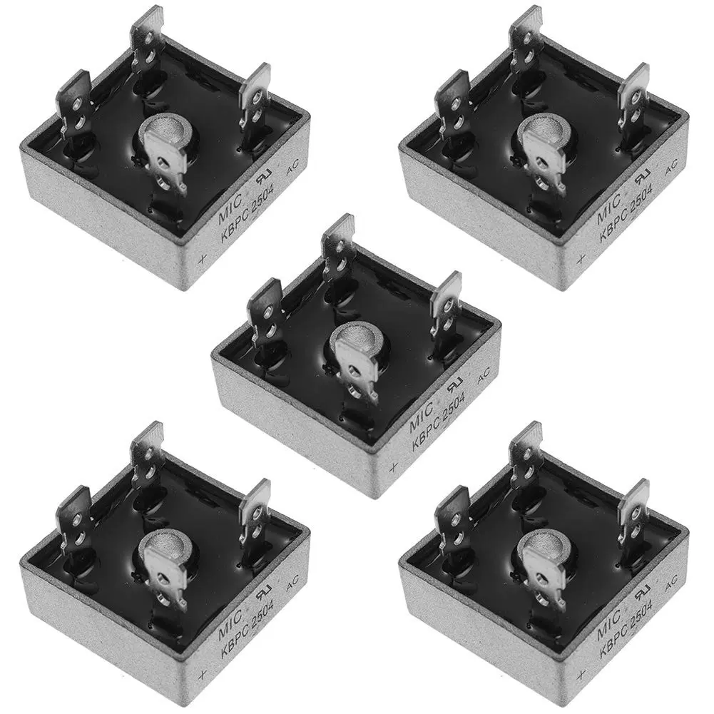 5pcs KBPC2504 Bridge Rectifier Diode Single Phase Full Wave 25 Amp 400 Volt 4-Pin Electronic Silicon Diodes