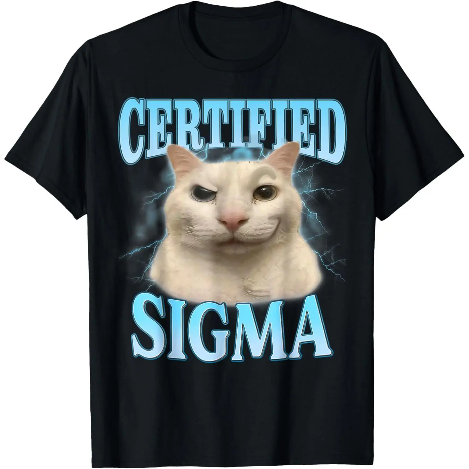 Women's Short-Sleeve Casual Certified Sigma Funny Cat Meme Humorous Joke Sarcastic T-Shirt, Comfortable Fabric Top