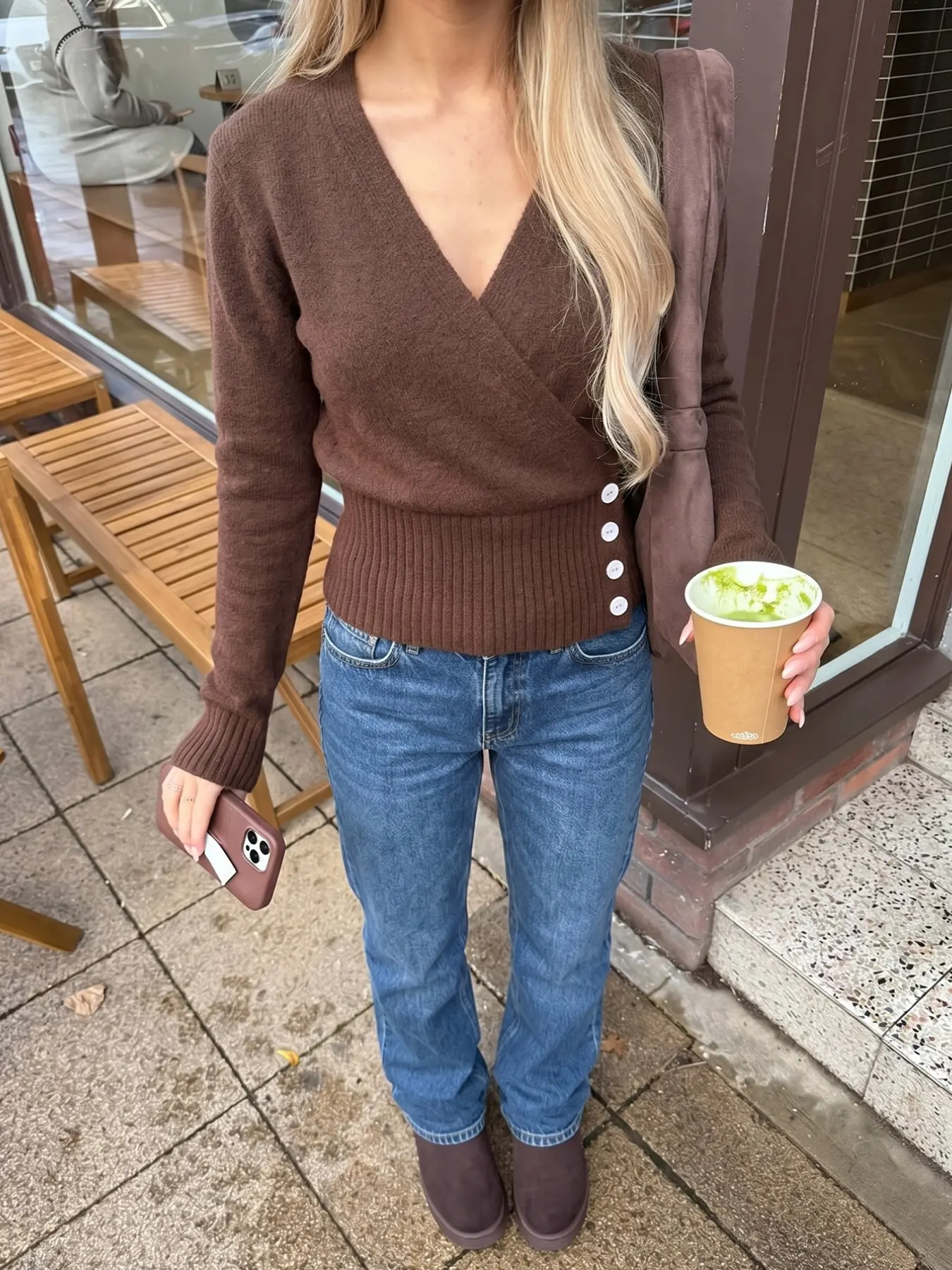 Women's Solid Color Wrap V-Neck Side Button Slim Fit Knit Sweater, Casual Long Sleeve Knitwear for Daily Wear, Ladies Clothes Womenswear for Autumn Winter Knitting, Knit Cardigan Top Clothing