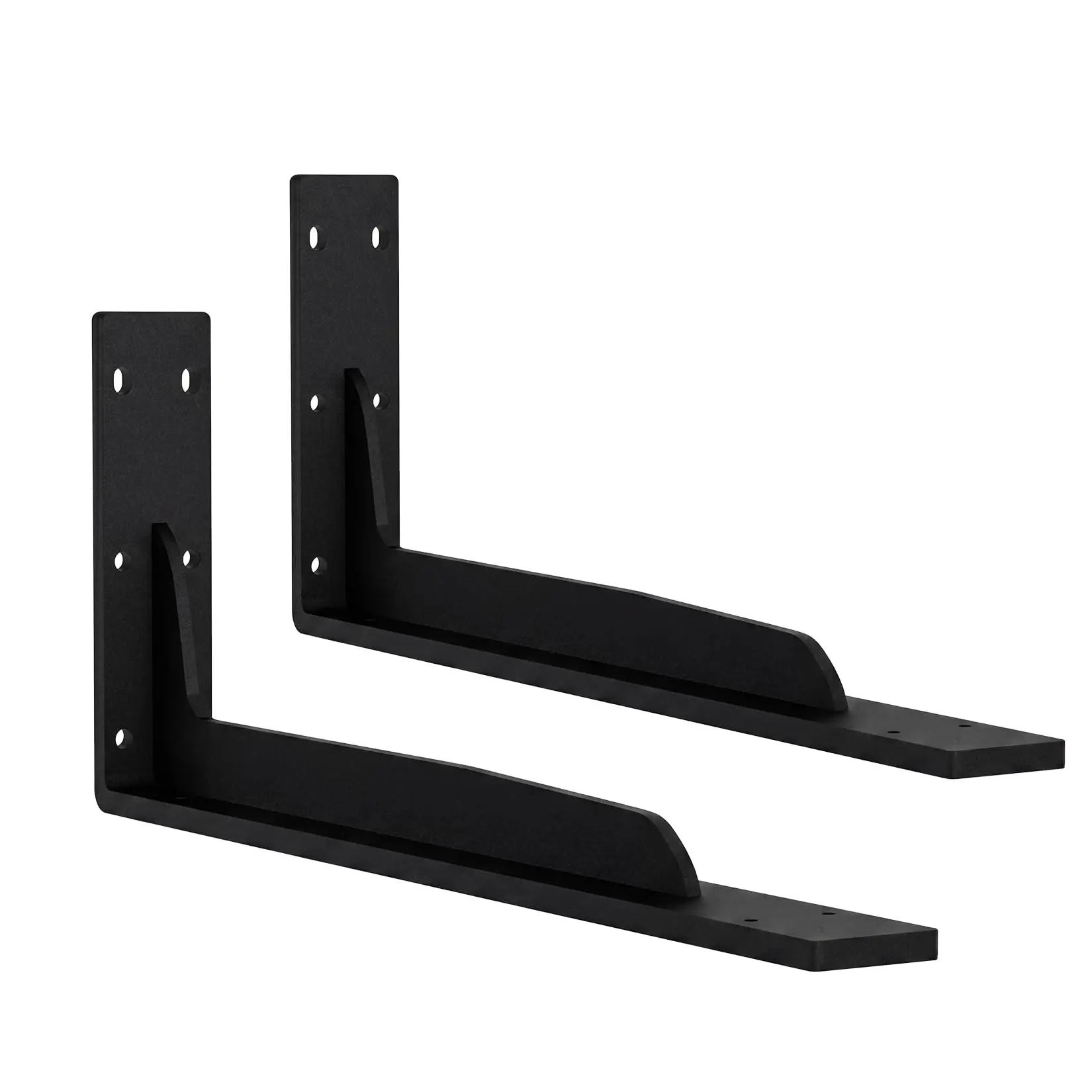 GAOMON Round Matte Black Stainless Steel Heavy-Duty L Bracket Pair - 4.2mm Thick Durable Shelf Hardware Accessories, Multi-Size 3.4in/9.4in/19.3in, Waterproof Wall-Mount for DIY Projects, Wooden Floating Shelves (Kitchen, Bedroom Decor)