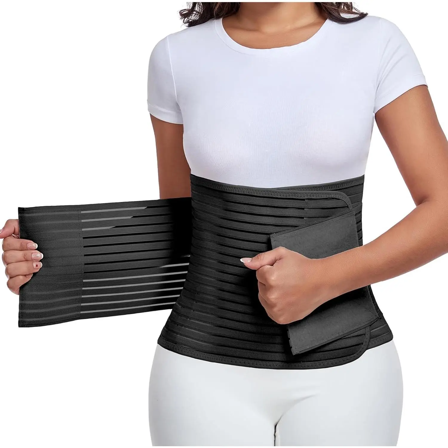 Postpartum & Post-Surgery Abdomen Wrap Belt for New Moms, C-Section & Natural Birth Recovery Support, Black (Size M) Gift