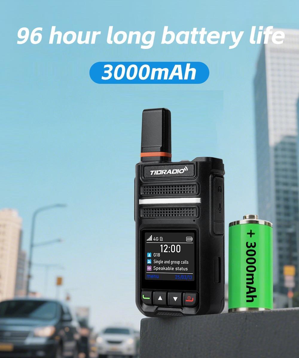 TIDRADIO TD-G18 Global POC Radio with 1 Year SIM Card Walkie Talkie Long Range 4G Network 2 Way Radio 5000 KM for Hiking and Camping 3000mAh Battery Clear Audio 4G Signal