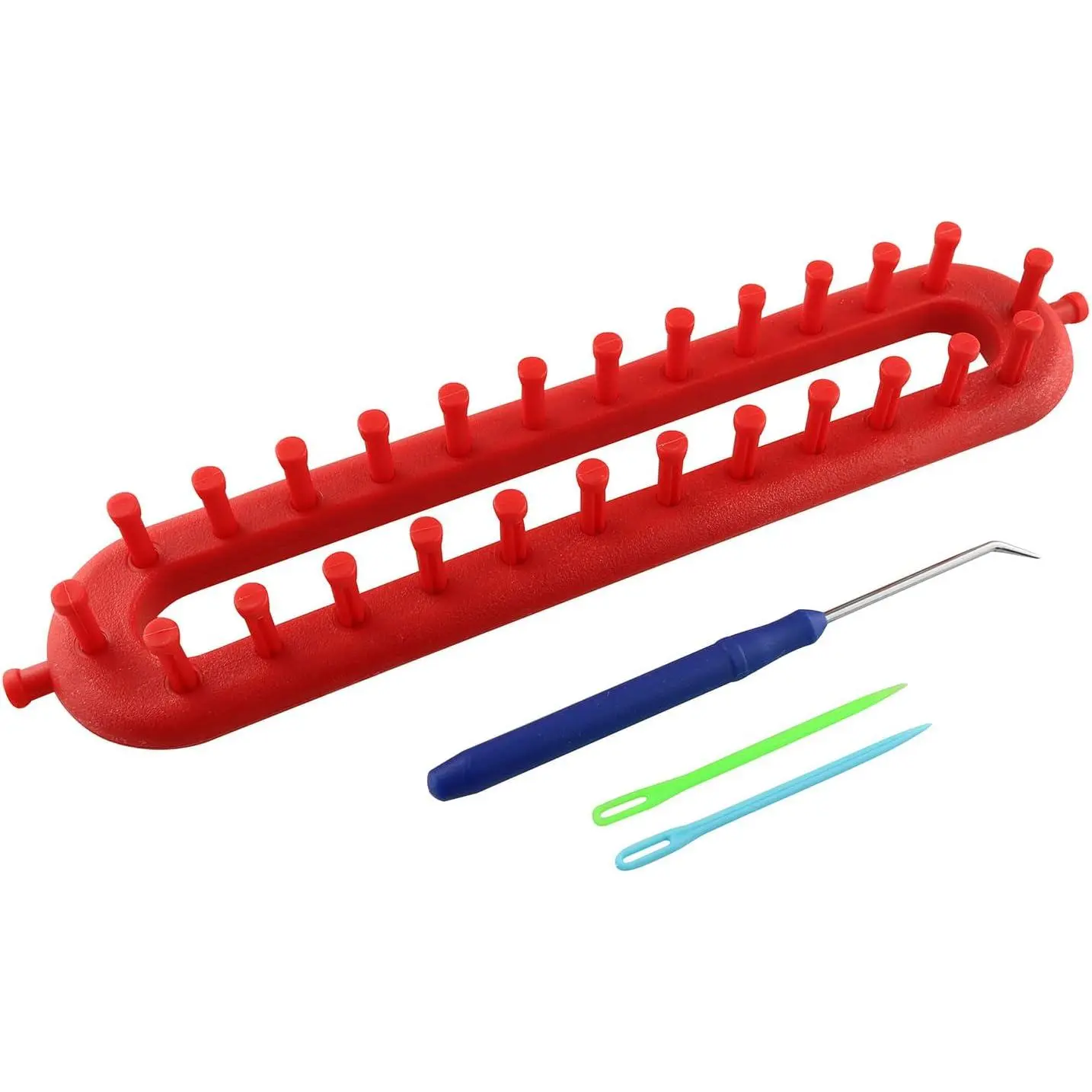 Rectangle Knitting Looms Plastic Weaving Looms Set Scarf Hats DIY Crocheting  Craft Kit with a Crochet Hook and  for Knitting Lovers, 26 cm (Red)
