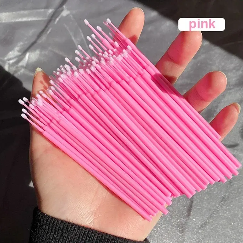 100 Pcs Eyelash Cleaning Brush Set, Micro Cotton Swabs for Lash Extension, Single Fiber Mini Brushes, Beauty Makeup Cleansing Tool, Eye Hygiene, Beauty Routine