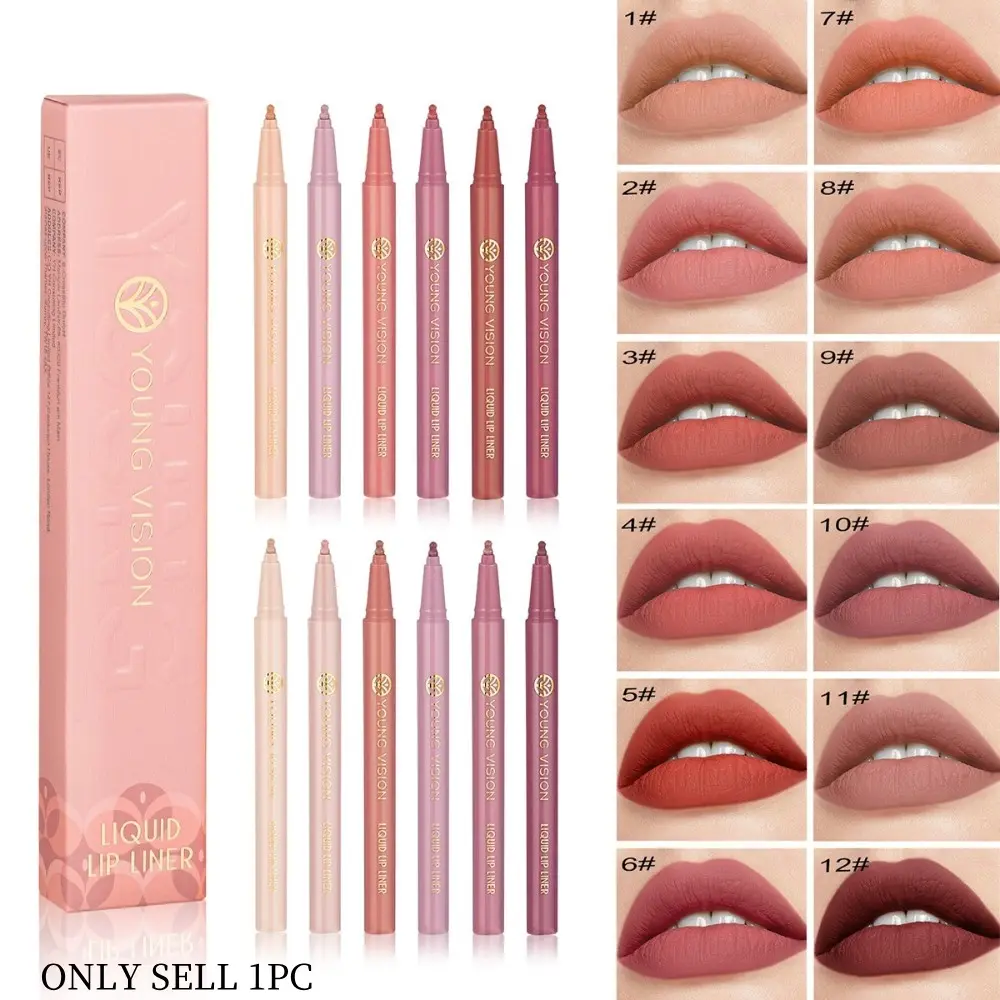 YOUNG VISION Liquid Lip Liner, Sponge Tip, Matte Finish, Nude Shade, Waterproof, Long-Lasting, Dual Use, Perfect for Lips, Lip Liner Singles