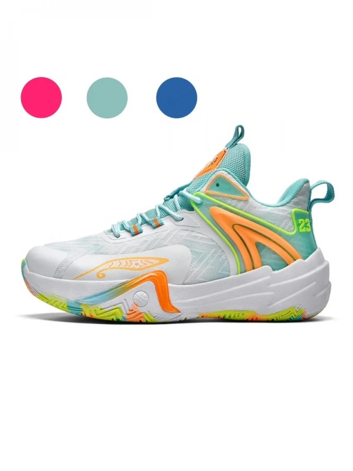 Unisex Mismatched Gradient Printed High-top Streetwear Stylish Basketball Shoes, Breathable Mesh Anti-slip Outsole Cushioned Sneakers For Court Competition & Daily Street Outfits