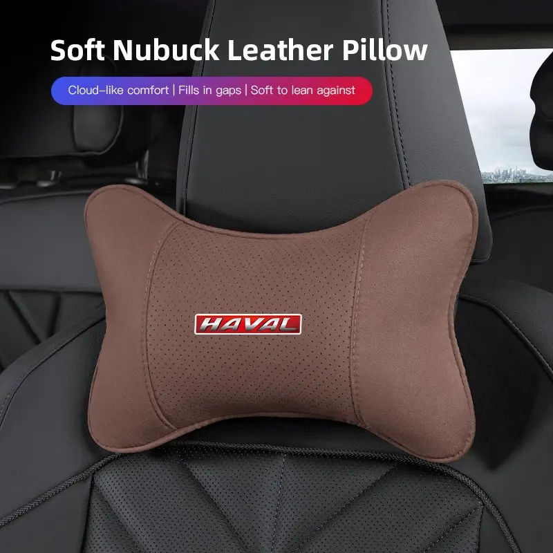 1Pcs Car Seat Headrest Soft Suede Neck Pillow For Great Wall Haval H6 H5 H7 Dargo M6 H9 H6S F7 F7X Jolion X DOG XY H2 H3 H8 M4 F7H H2S