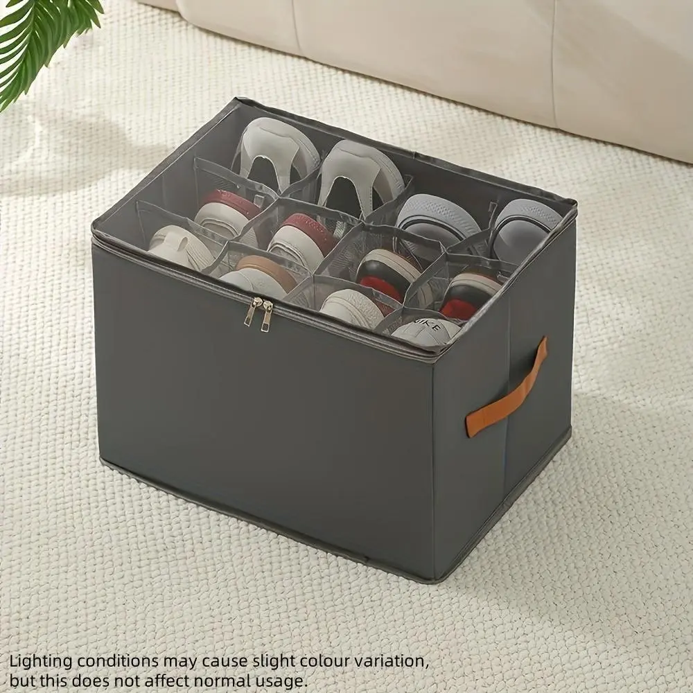 Foldable Oxford Fabric Shoe Box with Lid, Dust-Proof Storage Box, Durable Sealed Cover, Rectangular Multi-Purpose Organizer for Shoes, Clothes, Accessories