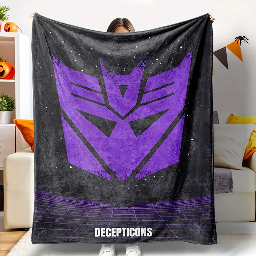1pc Transformers Autobots Flannel Throw Blanket Quilt Bedspread Licensed Robot Characters Soft Warm All-Season Bed Cover for Room Bedding Gift for Fans Multi-Use for Sofa Camping Outdoor