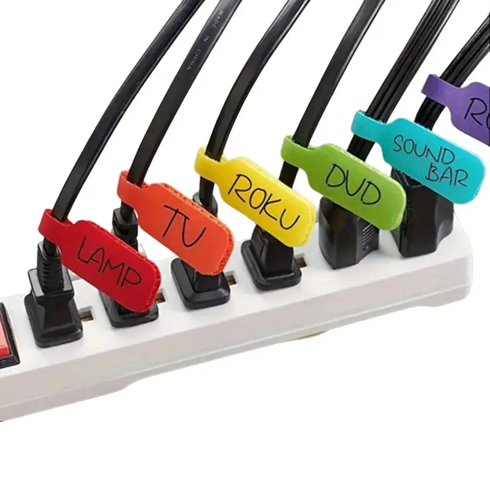 16 Pcs Writable Cable Ties, Reusable Self-Locking Nylon Straps, Color-Coded Cord Organizer for Desk & Office Cable Management