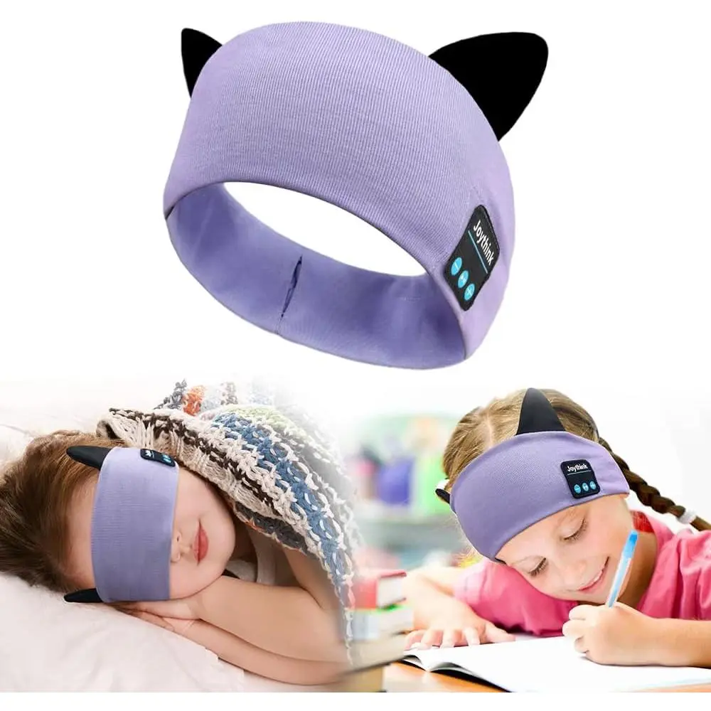 Kids Bluetooth Headband Headphones Sleep Mask Wireless Earphones Built in Thin Speaker Adjustable Sports Headset Sleep Headband for Girls Boys Toddler Children Baby Travel Study PurpleGift.