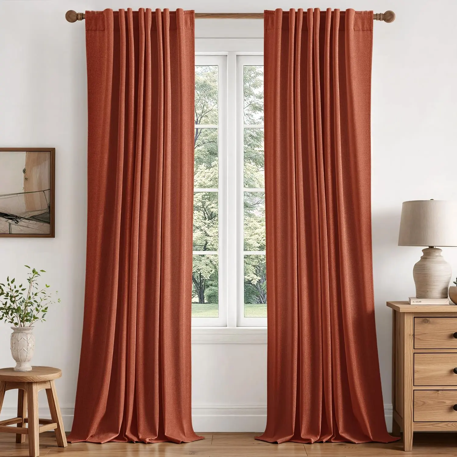Fall 100% Blackout Curtains for Bedroom 40W x 84L Terracotta| 2 Panels, 84 inches Long, Thermal, Room Darkening, Black Out Drapes for Living Room, Back Tab Rod