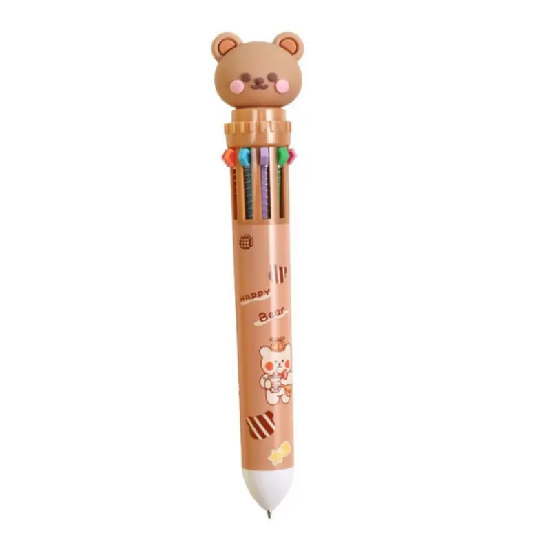 Little Bear Multicolor Pen - 10-color Round Ballpoint Pen, Smooth Writing Pens, Student Writing Tool, Cute Pens for School Supplies, Aesthetic Pens, Stationery Supplies - Applicable for 14+ Age Group